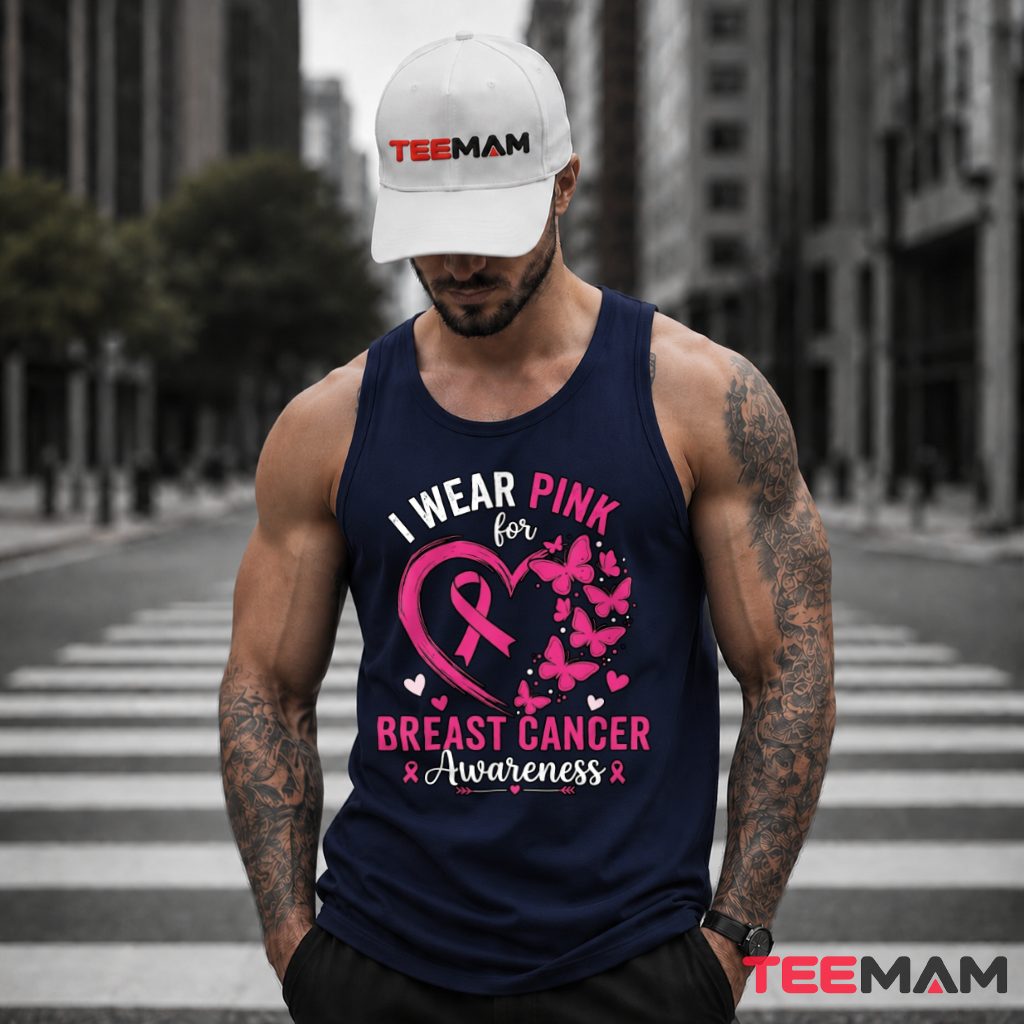 Heart Ribbon Butterflies I Wear Pink Tank Top Heart Ribbon Butterflies I Wear Pink Tank Top