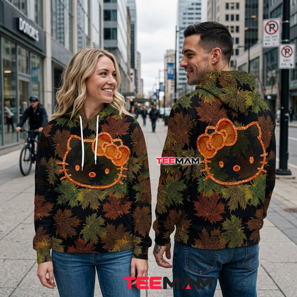 Hello Kitty 3D Hoodie Autumn Maple Leaf Back Hello Kitty 3D Hoodie Autumn Maple Leaf Back