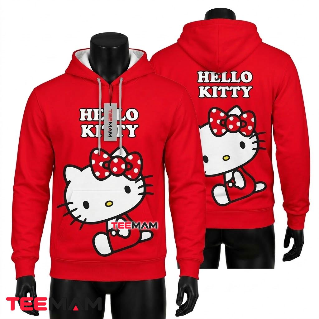 Hello Kitty 3D Hoodie Red Polka Dot Bow Front