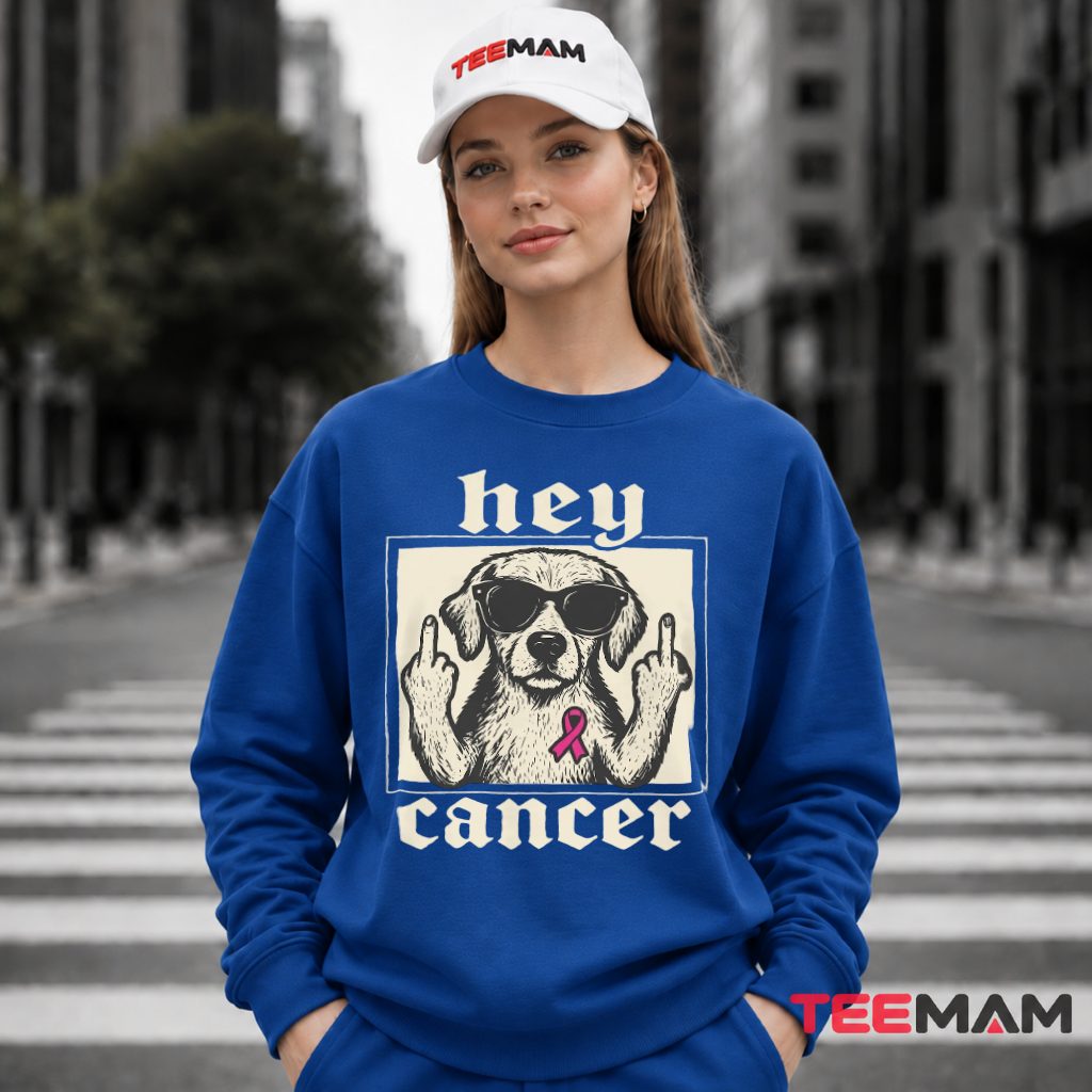 Hey Cancer Middle Finger Dog Sunglasses Ribbon Long Sleeve Hey Cancer Middle Finger Dog Sunglasses Ribbon Long Sleeve
