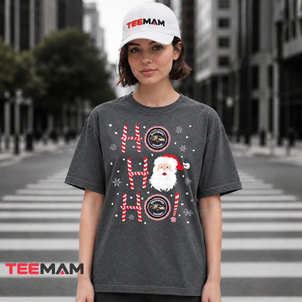 Ho Ho Ho Baltimore Ravens Christmas Santa T-Shirt