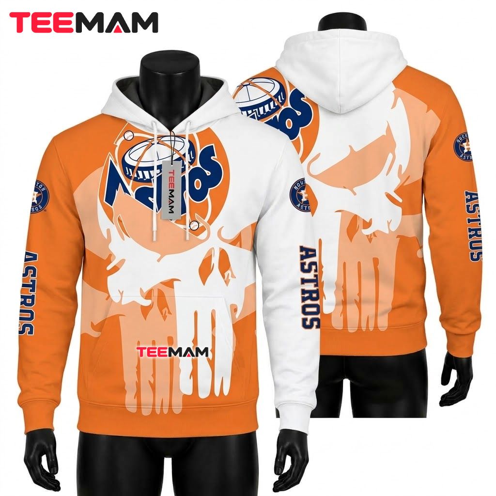 Houston Astros 3D Hoodie Punisher Skull Front