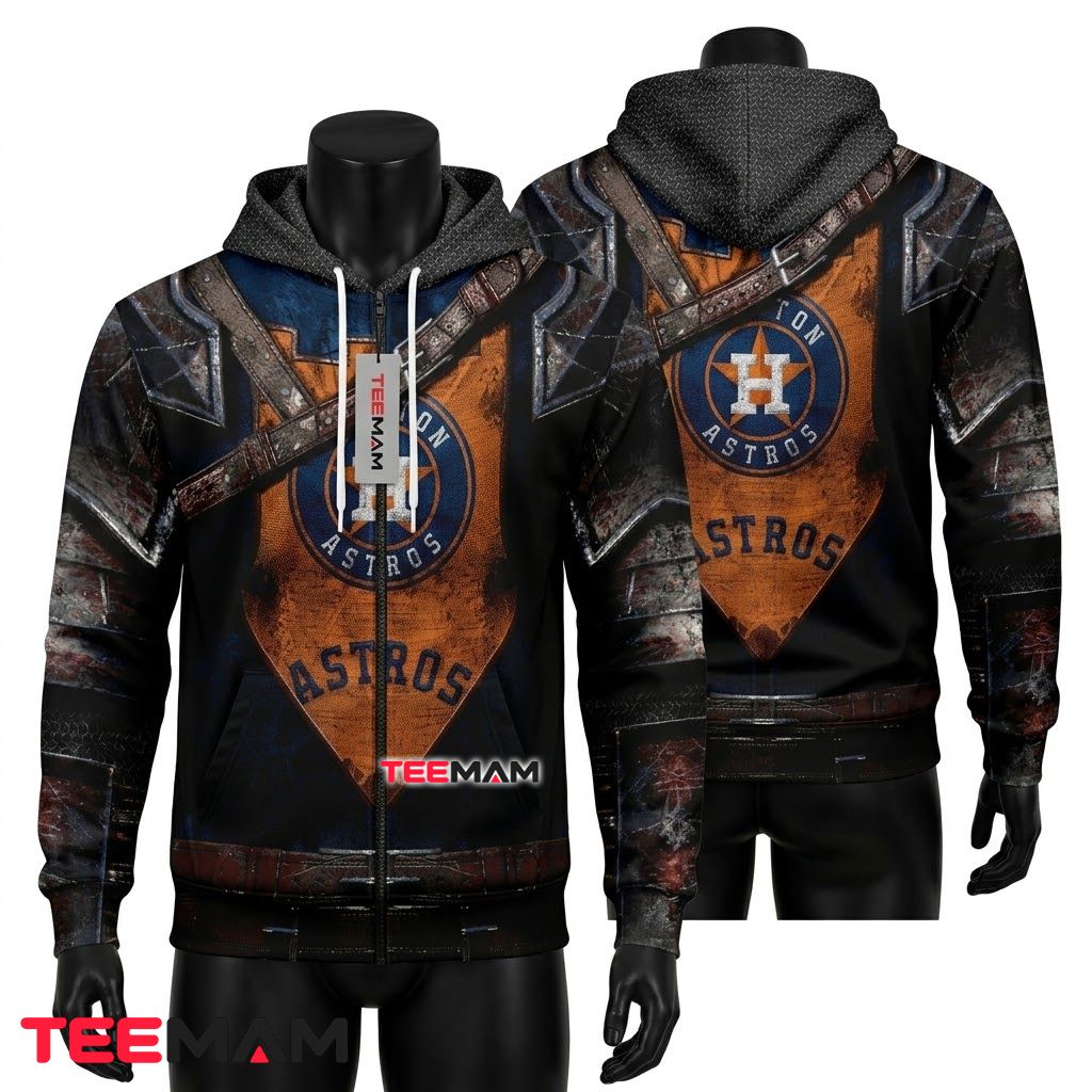 Houston Astros All Over Print 3D Hoodie Armor Warrior Front
