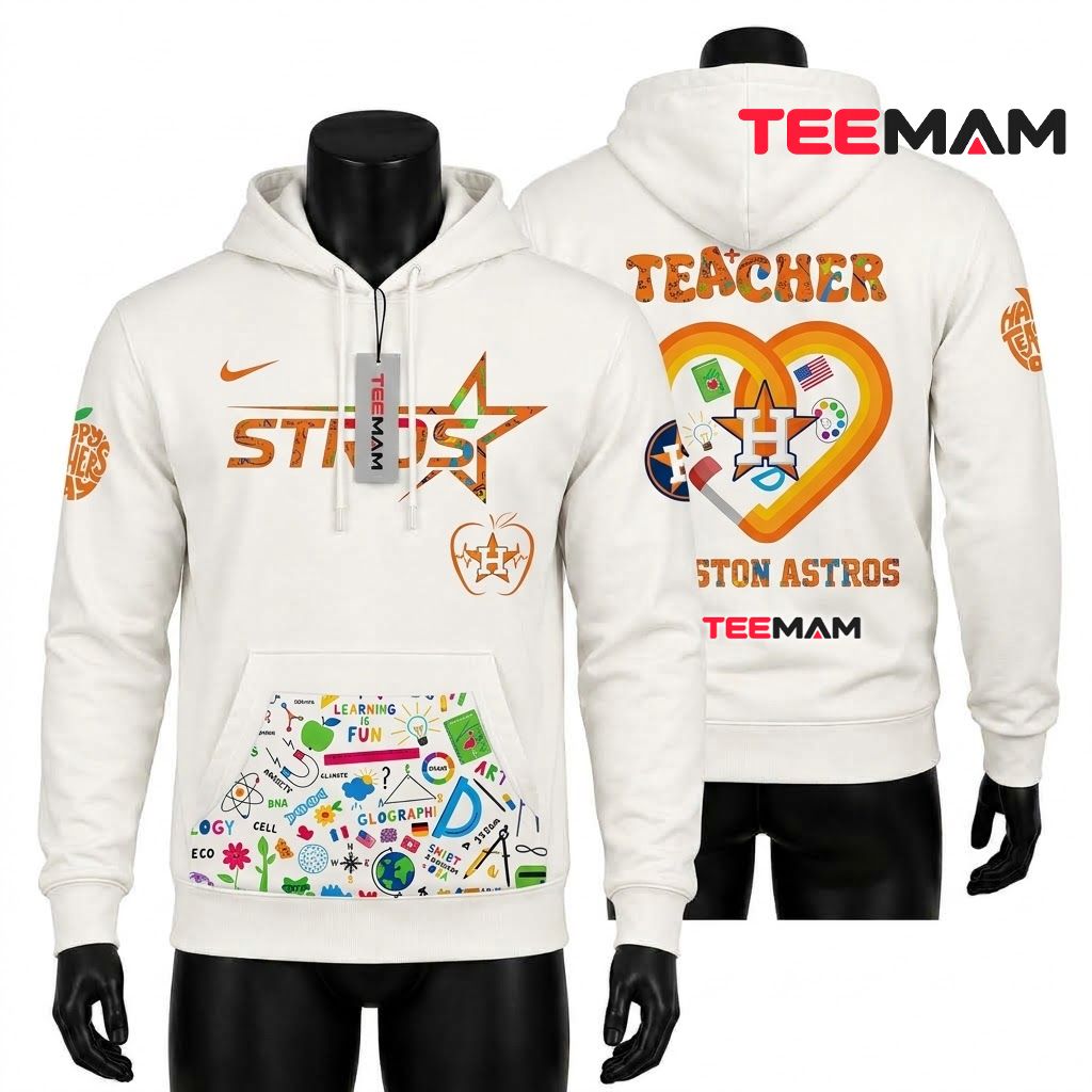 Houston Astros All Over Print 3D Hoodie Happy Teacher's Day Heart Front