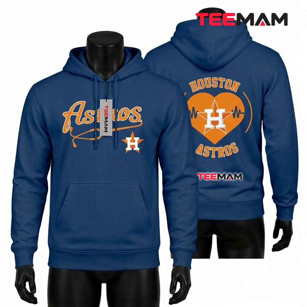 Houston Astros All Over Print 3D Hoodie Nurse Heartbeat Heart Front