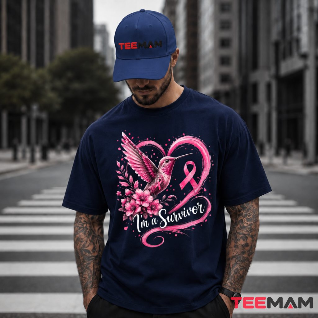 Hummingbird Floral Heart Im A Survivor T-Shirt
