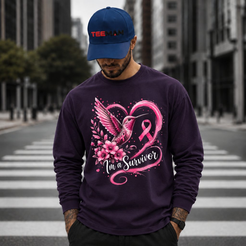 Hummingbird Floral Heart Im A Survivor Long Sleeve Hummingbird Floral Heart Im A Survivor Long Sleeve