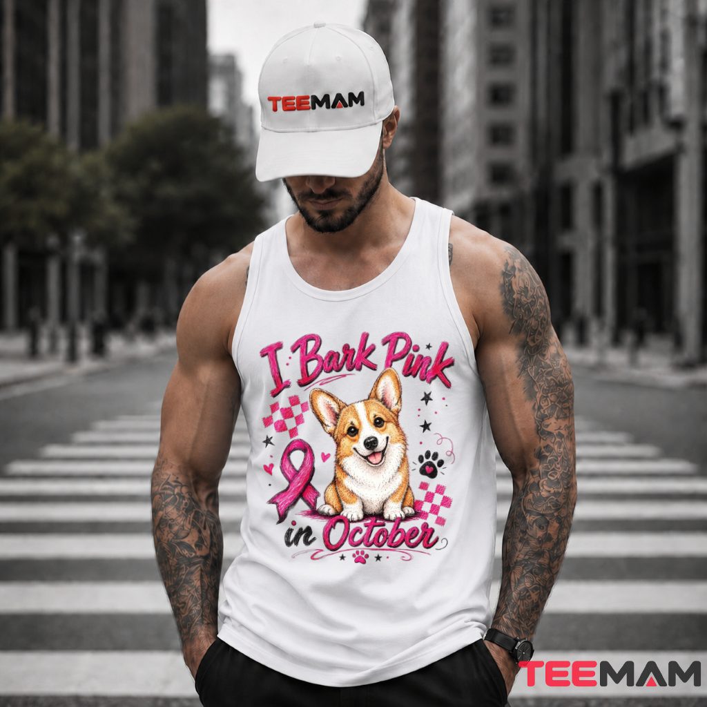 I Bark Pink In October Corgi Ribbon Tank Top I Bark Pink In October Corgi Ribbon Tank Top
