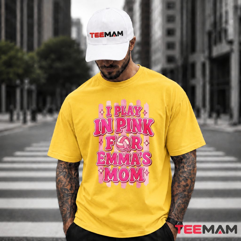 I Play In Pink For Mom Volleyball Ribbon T-Shirt