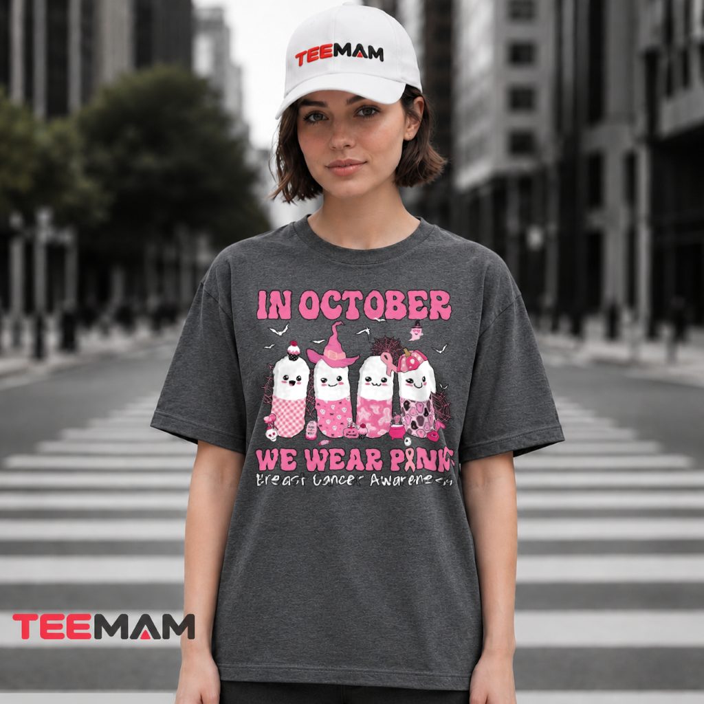 In October We Wear Pink Ghost Group Halloween T-Shirt