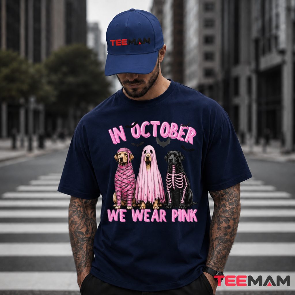In October We Wear Pink Halloween Costume Dogs T-Shirt