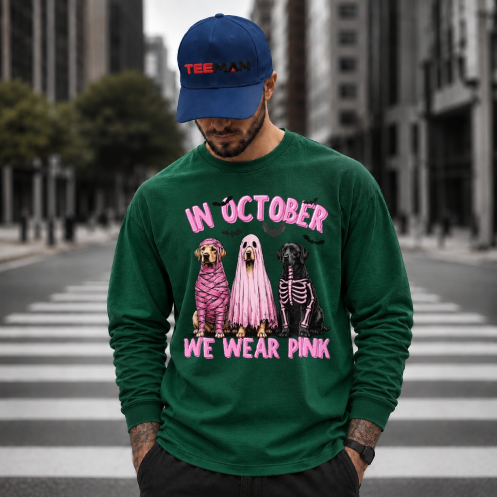 In October We Wear Pink Halloween Costume Dogs Long Sleeve In October We Wear Pink Halloween Costume Dogs Long Sleeve