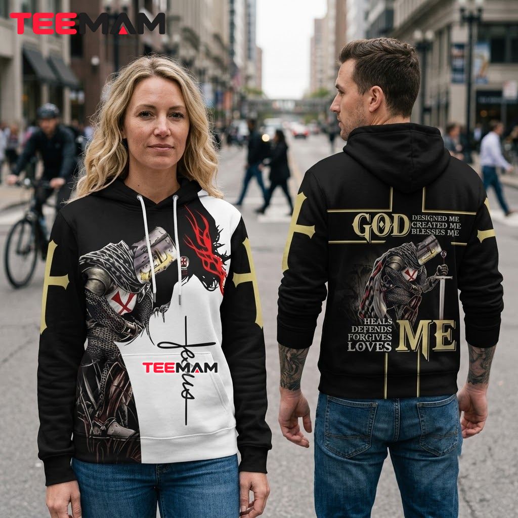 Jesus 3D Hoodie Knight Templar God Blesses Me Back Jesus 3D Hoodie Knight Templar God Blesses Me Back