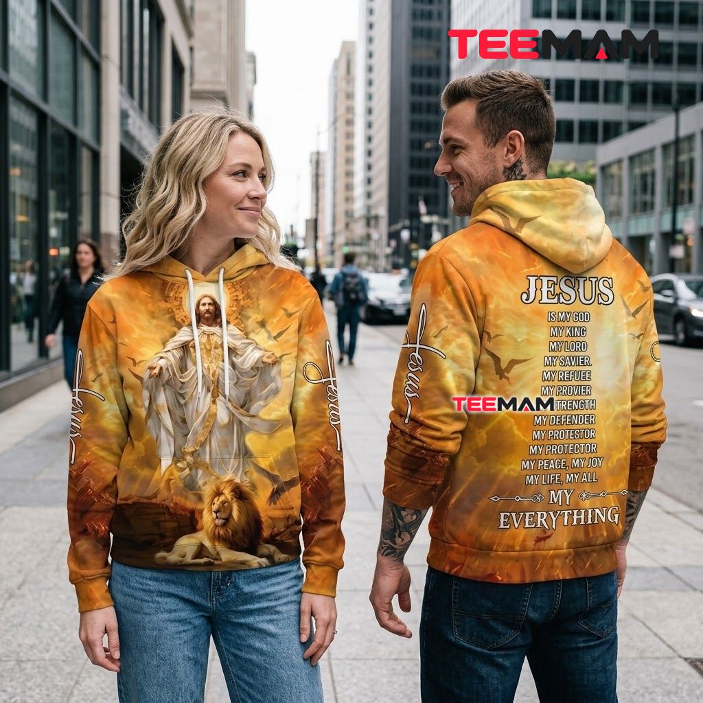 Jesus 3D Hoodie Lion Golden Sky My Everything Back Jesus 3D Hoodie Lion Golden Sky My Everything Back