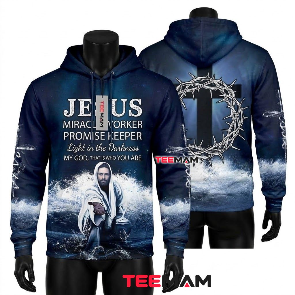 Jesus 3D Hoodie Miracle Worker Promise Keeper Waves Front