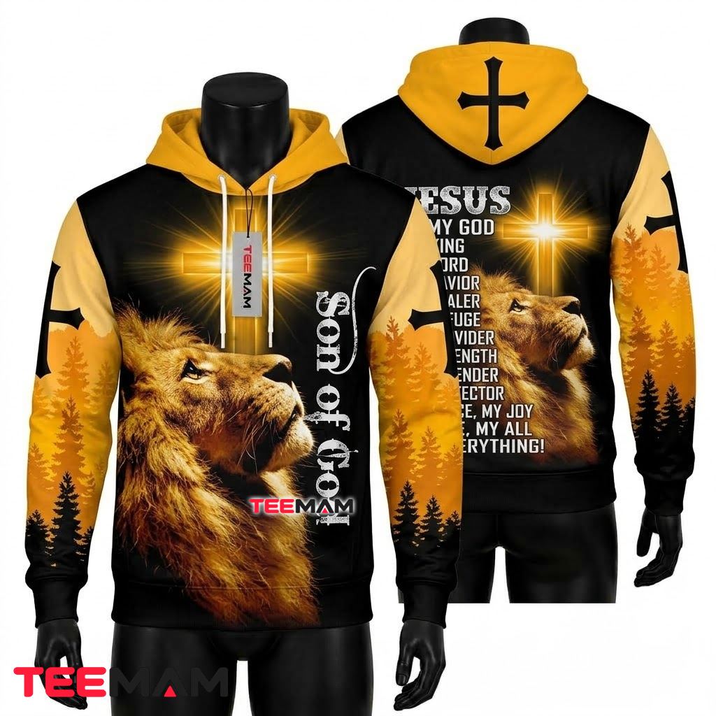 Jesus 3D Hoodie Son Of God Lion Sunset Front