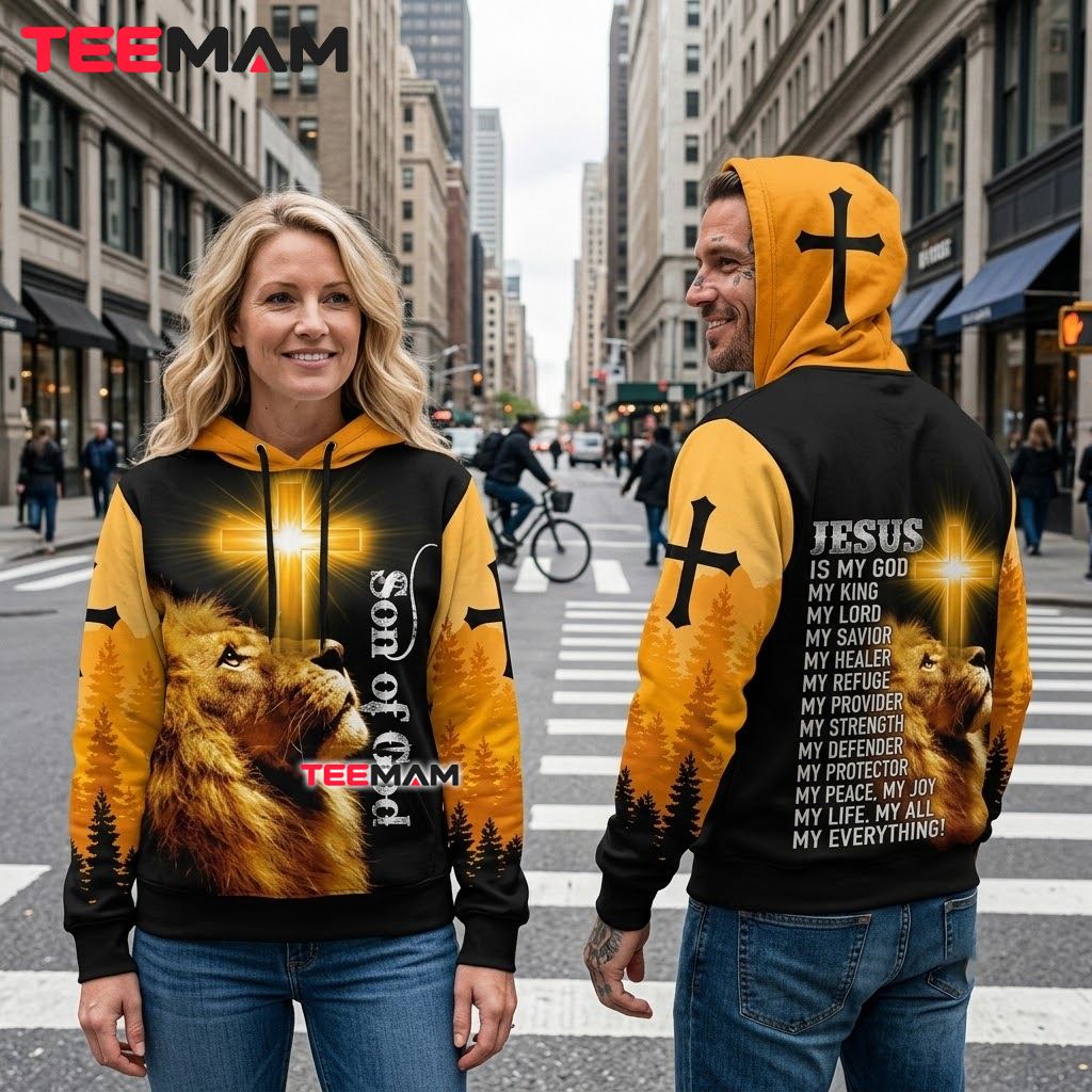 Jesus 3D Hoodie Son Of God Lion Sunset Back Jesus 3D Hoodie Son Of God Lion Sunset Back