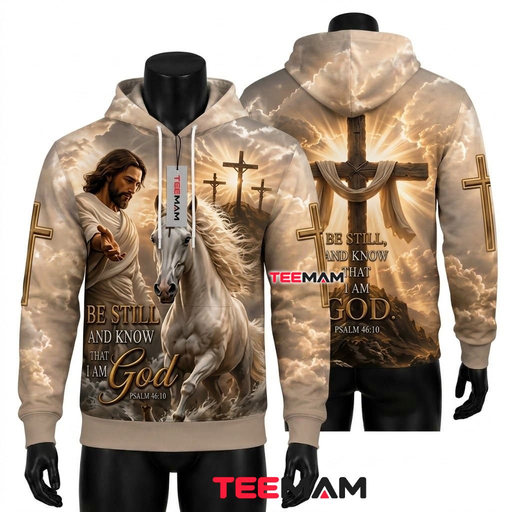 Jesus 3D Hoodie White Horse Psalm Front