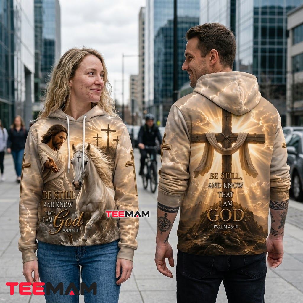 Jesus 3D Hoodie White Horse Psalm Back Jesus 3D Hoodie White Horse Psalm Back