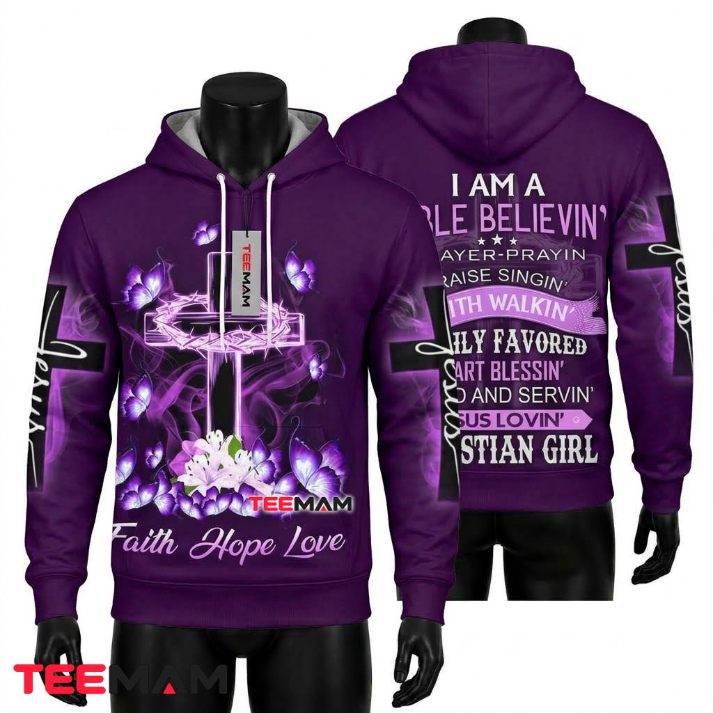 Jesus All Over Print 3D Hoodie Christian Girl Faith Hope Love Front