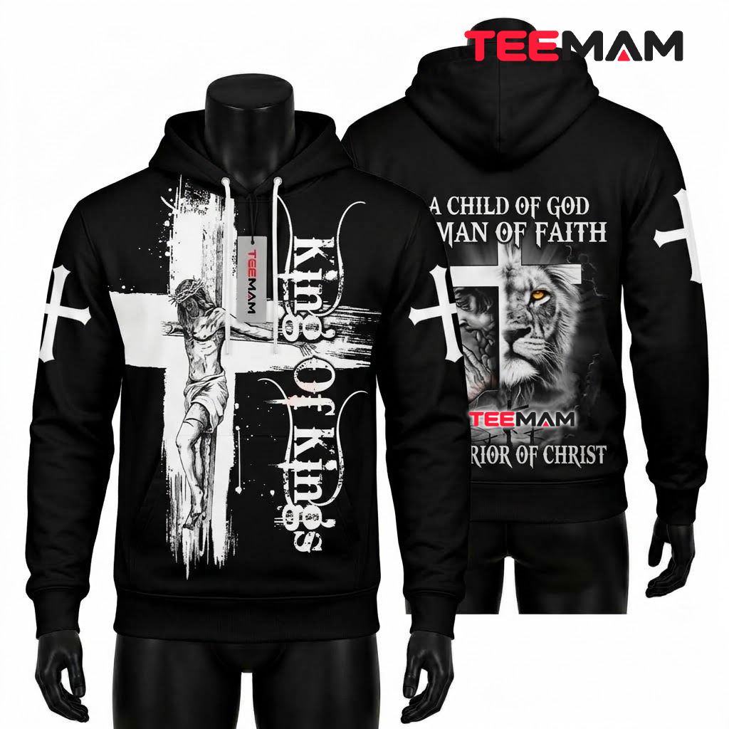 Jesus All Over Print 3D Hoodie King Of Kings Warrior Christ Front