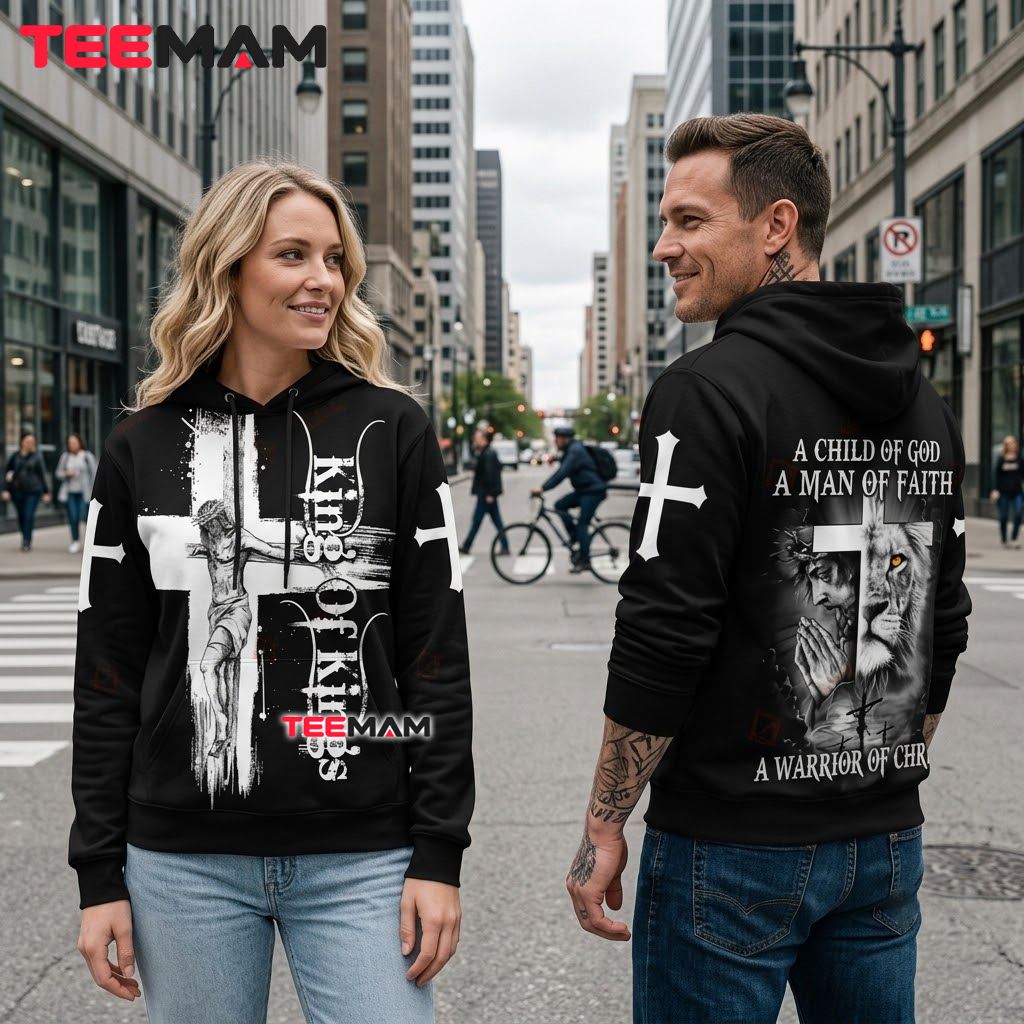 Jesus All Over Print 3D Hoodie King Of Kings Warrior Christ Back Jesus All Over Print 3D Hoodie King Of Kings Warrior Christ Back