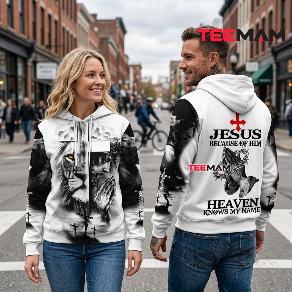Jesus All Over Print 3D Hoodie Lion Praying Hands Heaven Back Jesus All Over Print 3D Hoodie Lion Praying Hands Heaven Back