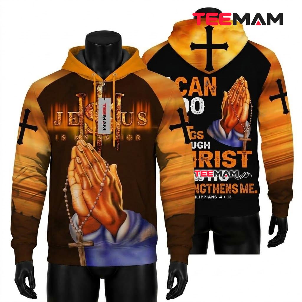 Jesus All Over Print 3D Hoodie Praying Hands Philippians Front