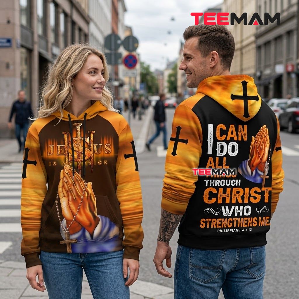 Jesus All Over Print 3D Hoodie Praying Hands Philippians Back Jesus All Over Print 3D Hoodie Praying Hands Philippians Back