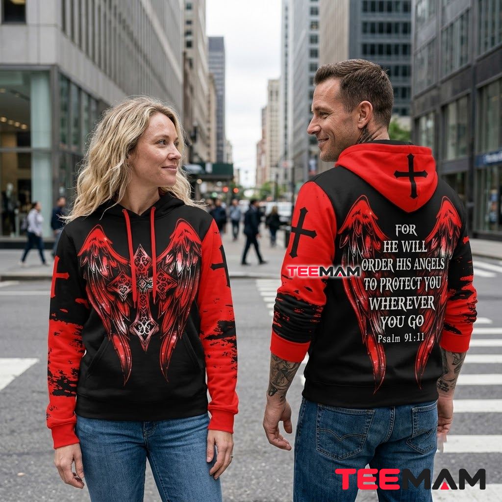 Jesus All Over Print 3D Hoodie Psalm 9111 Angel Wings Back Jesus All Over Print 3D Hoodie Psalm 9111 Angel Wings Back