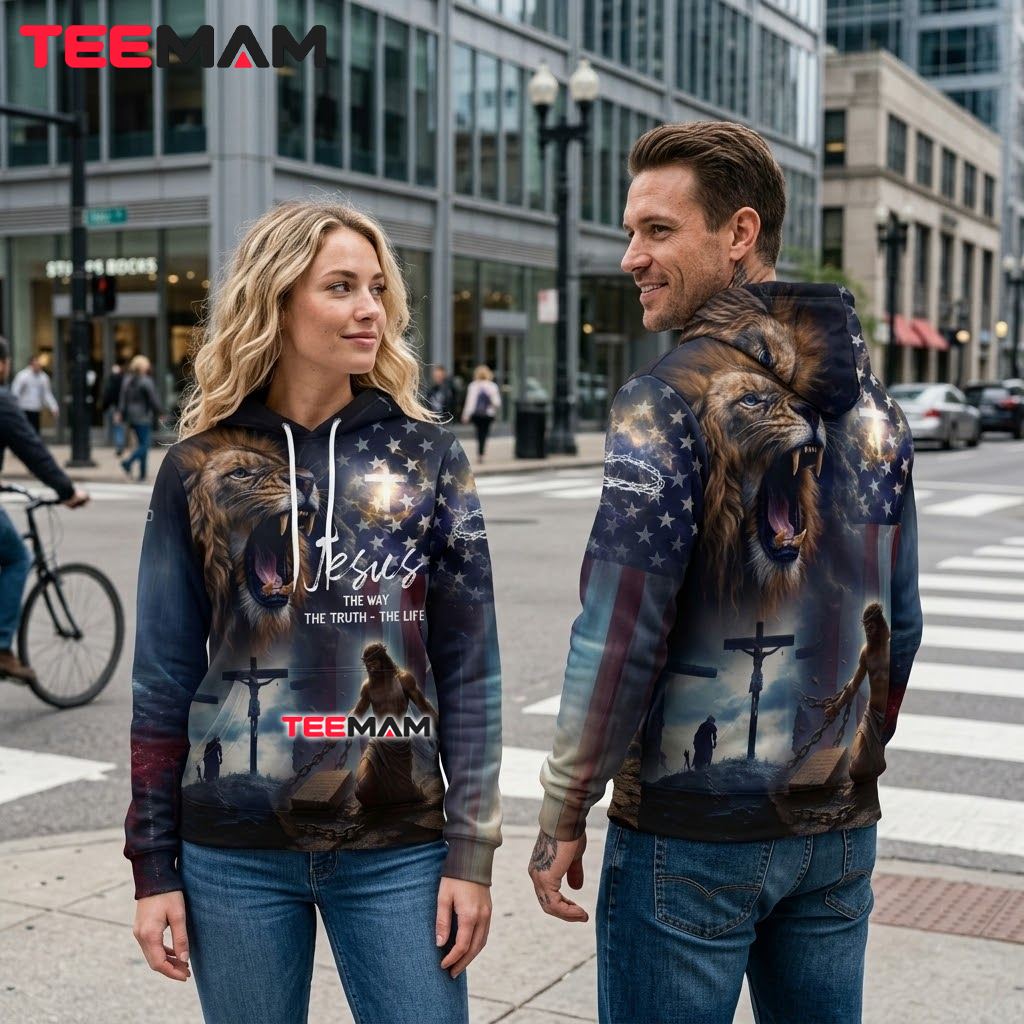 Jesus All Over Print 3D Hoodie Roaring Lion The Way Truth Life Back Jesus All Over Print 3D Hoodie Roaring Lion The Way Truth Life Back
