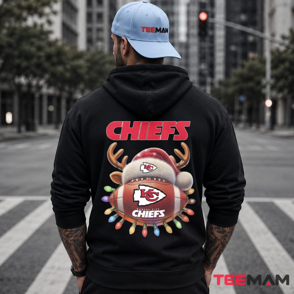 Kansas City Chiefs Reindeer Football Lights Hoodie Kansas City Chiefs Reindeer Football Lights Hoodie