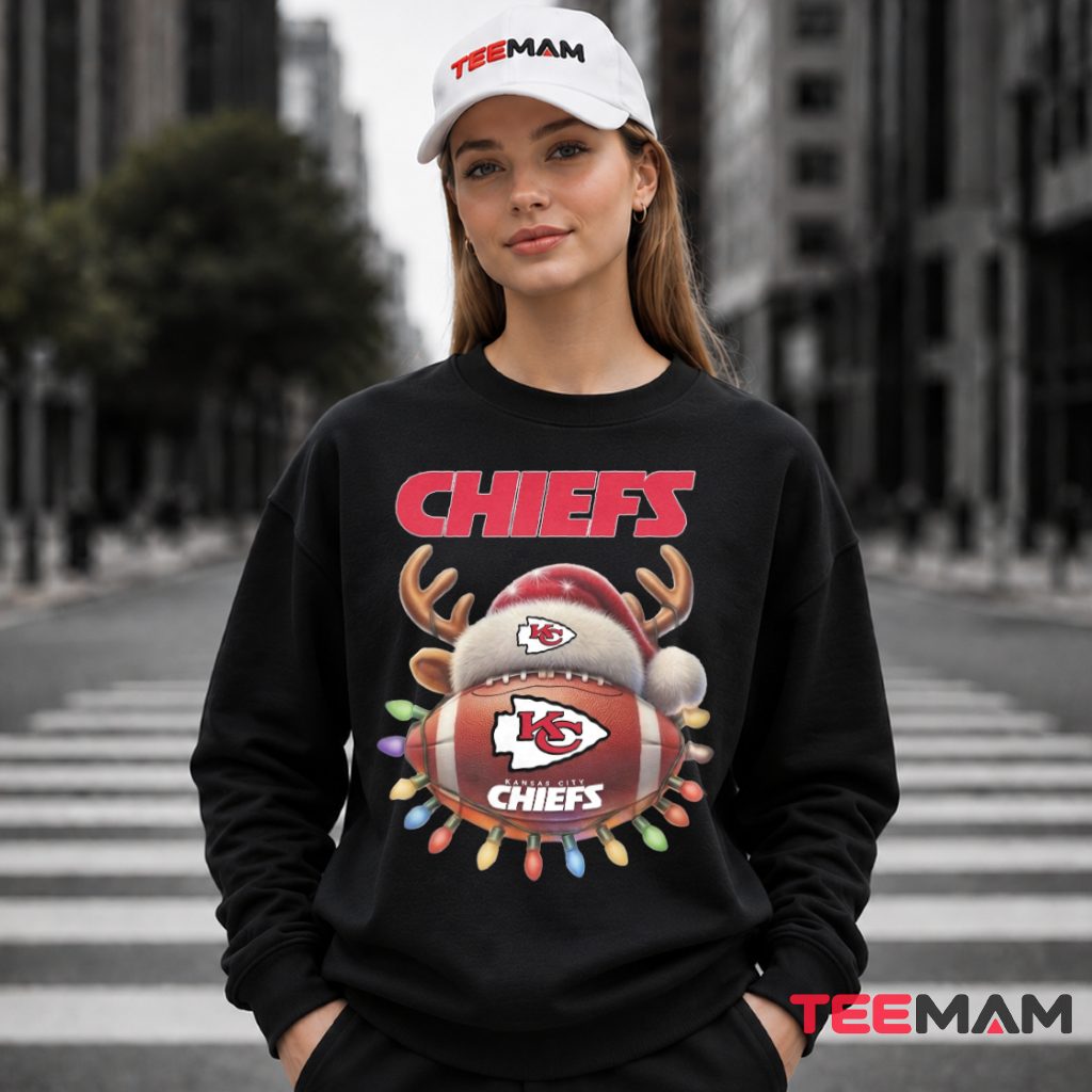 Kansas City Chiefs Reindeer Football Lights Long Sleeve Kansas City Chiefs Reindeer Football Lights Long Sleeve
