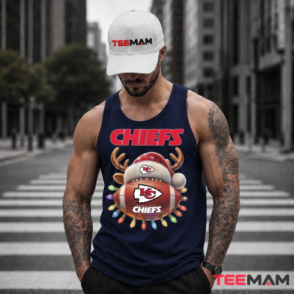 Kansas City Chiefs Reindeer Football Lights Tank Top Kansas City Chiefs Reindeer Football Lights Tank Top