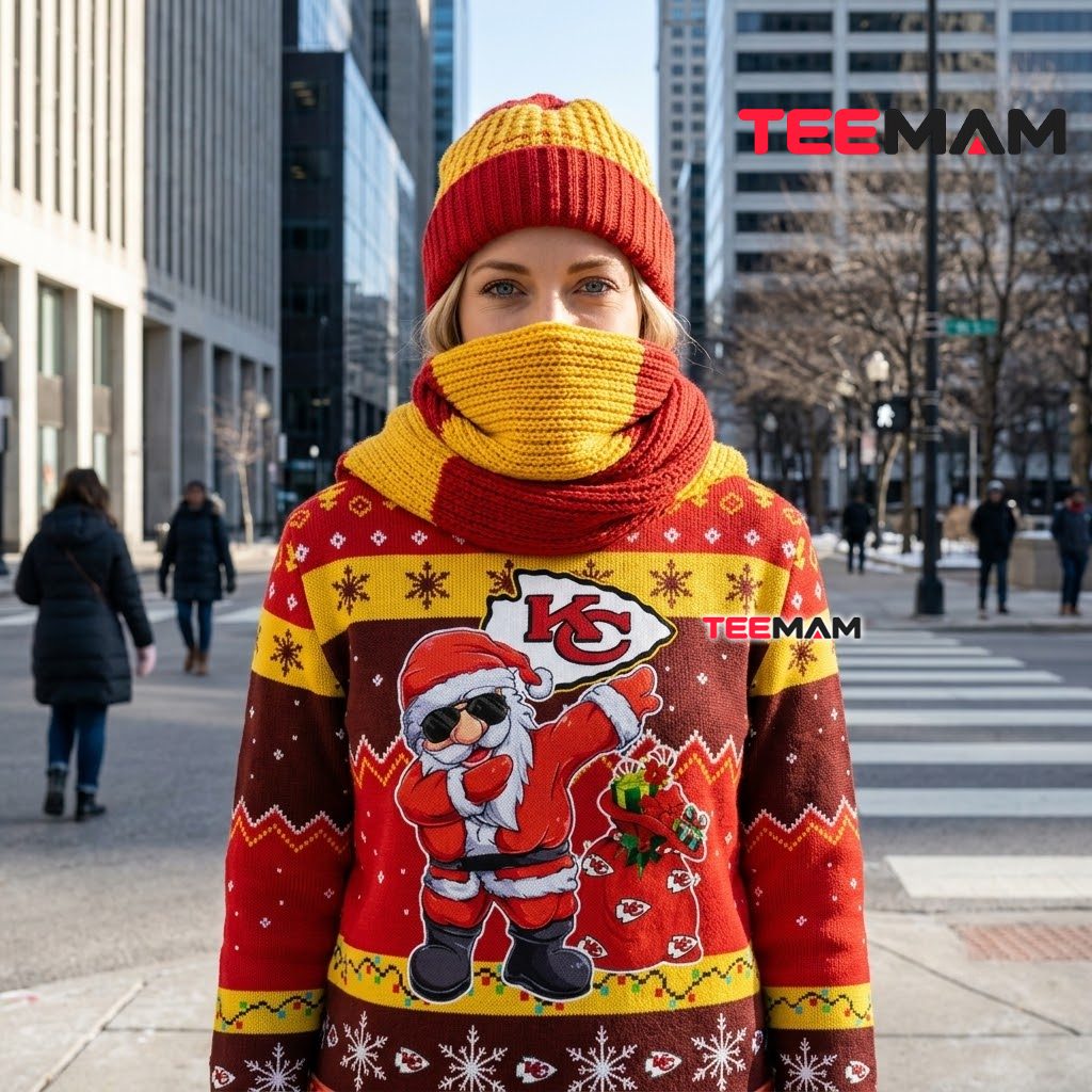 Kansas City Chiefs Ugly Christmas Sweater Dabbing Santa Gift Design Back Kansas City Chiefs Ugly Christmas Sweater Dabbing Santa Gift Design Back