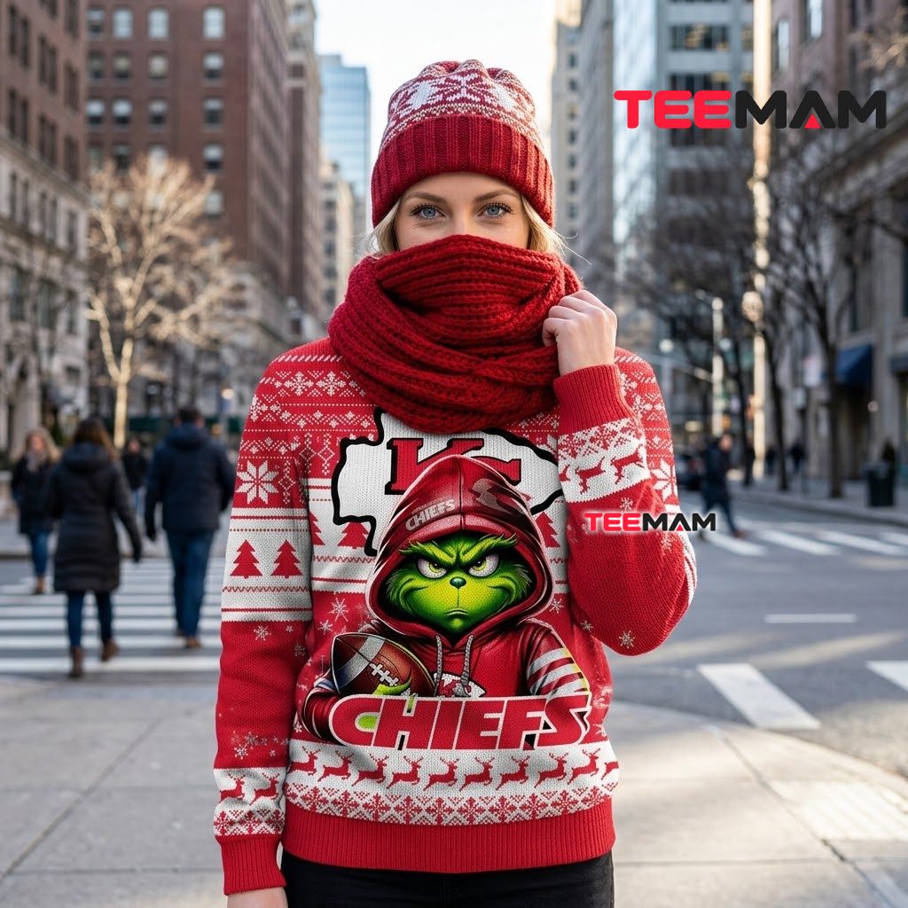 Kansas City Chiefs Ugly Christmas Sweater Grinch Hoodie Football Design Back Kansas City Chiefs Ugly Christmas Sweater Grinch Hoodie Football Design Back