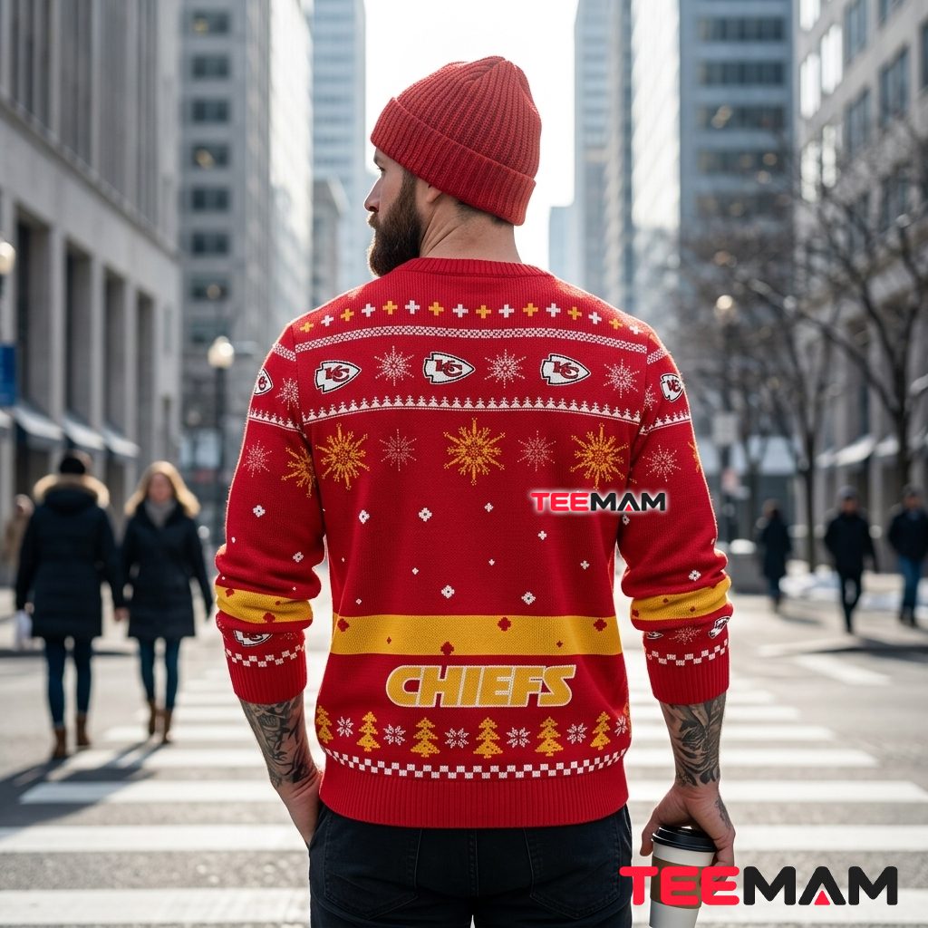 Kansas City Chiefs Ugly Christmas Sweater Mickey Football Pose Design Version 3 Kansas City Chiefs Ugly Christmas Sweater Mickey Football Pose Design Version 3