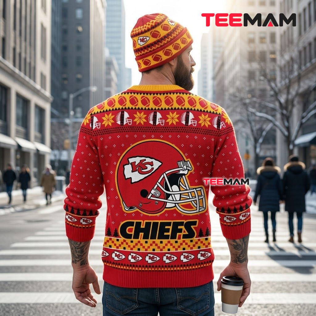 Kansas City Chiefs Ugly Christmas Sweater Team Legends Collage Design Version 3 Kansas City Chiefs Ugly Christmas Sweater Team Legends Collage Design Version 3