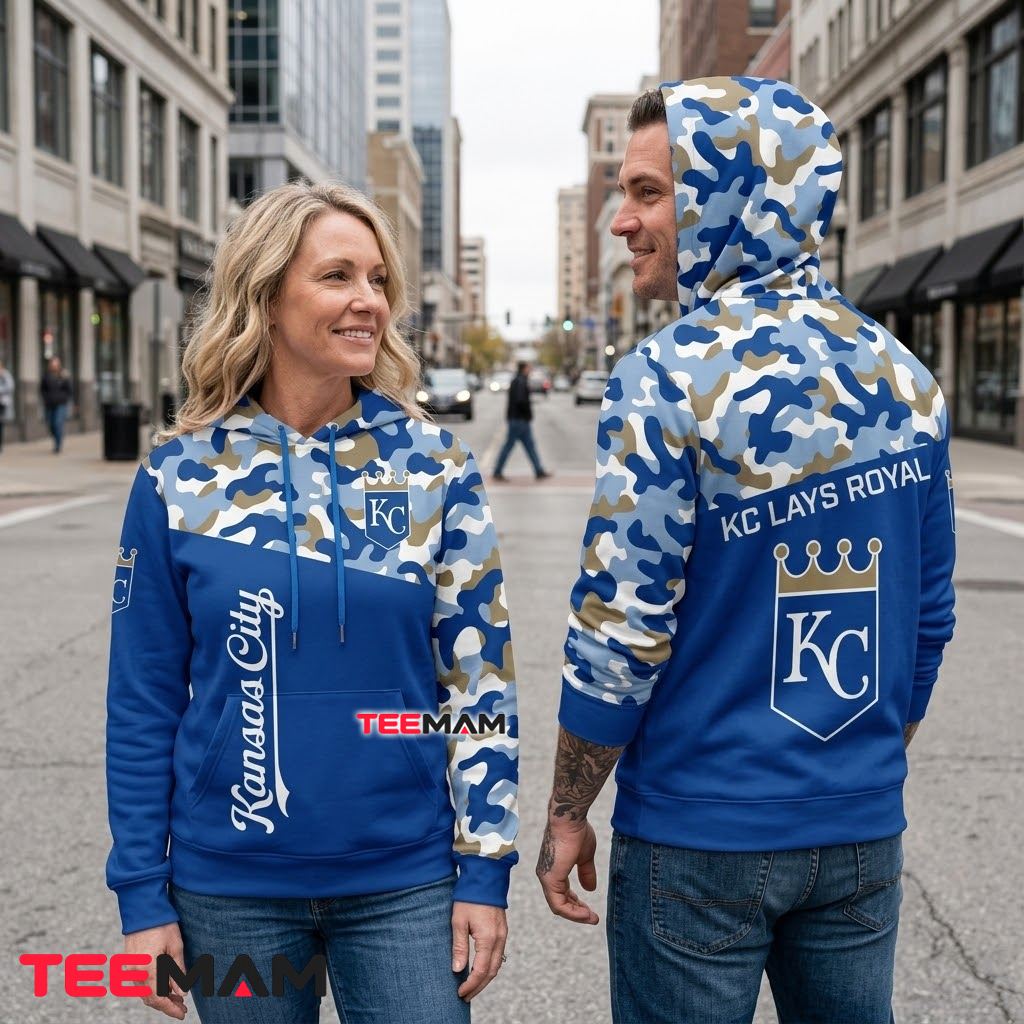 Kansas City Royals 3D Hoodie Camo Always Royal Back Kansas City Royals 3D Hoodie Camo Always Royal Back