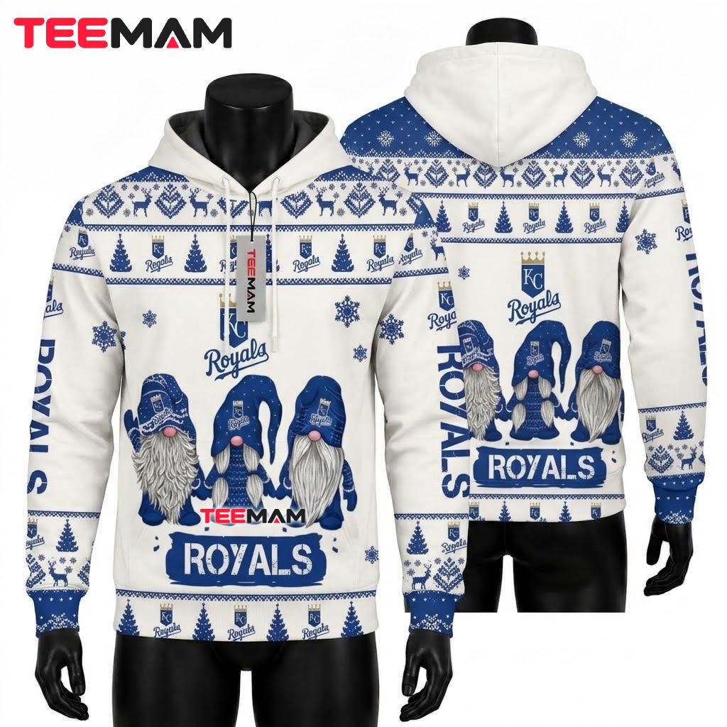 Kansas City Royals 3D Hoodie Christmas Gnomes Trio Front