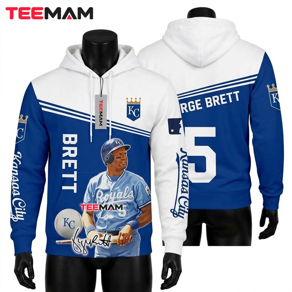 Kansas City Royals 3D Hoodie George Brett 5 Player Portrait Front