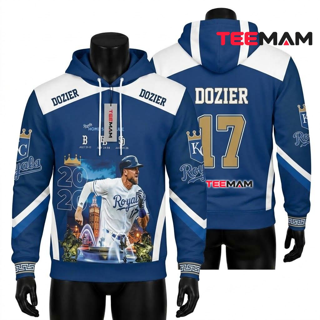 Kansas City Royals 3D Hoodie Hunter Dozier 17 Home Schedule Front