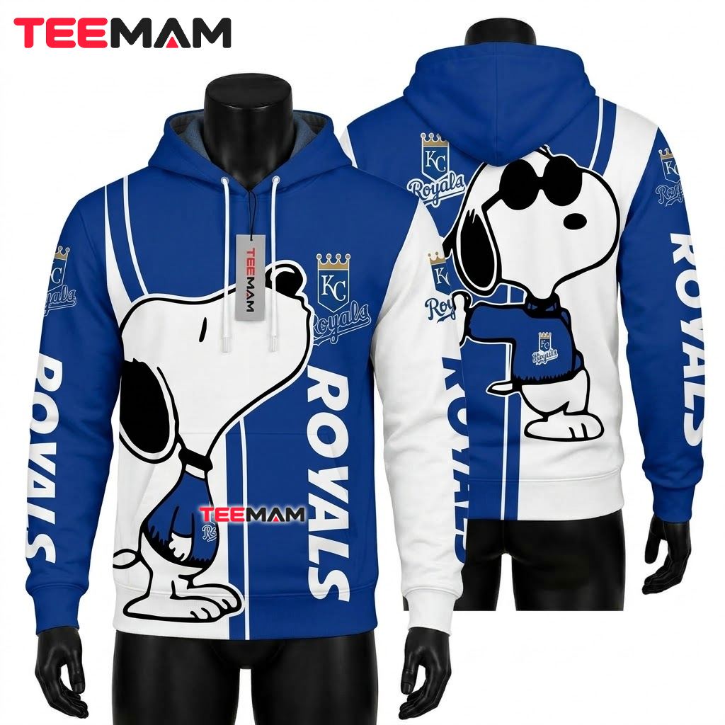 Kansas City Royals All Over Print 3D Hoodie Snoopy Split Color Front