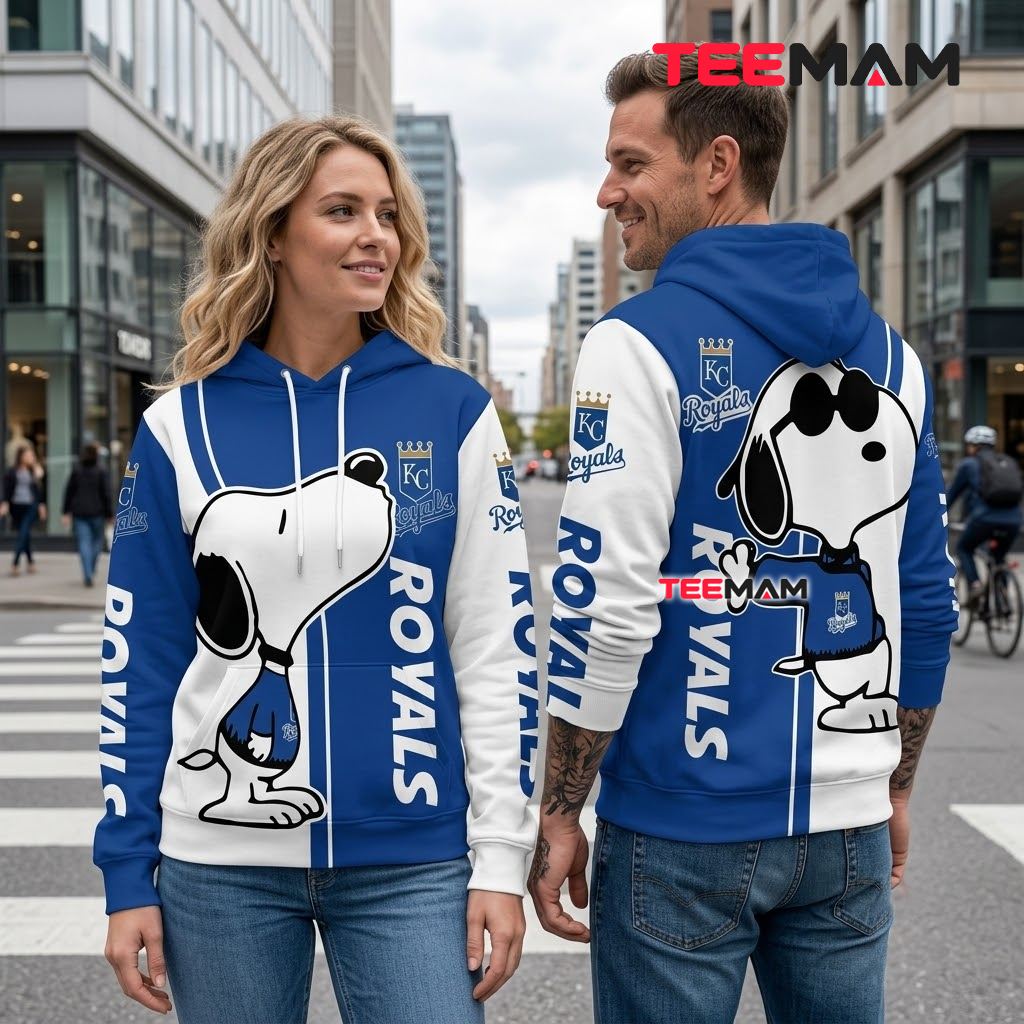 Kansas City Royals All Over Print 3D Hoodie Snoopy Split Color Back Kansas City Royals All Over Print 3D Hoodie Snoopy Split Color Back