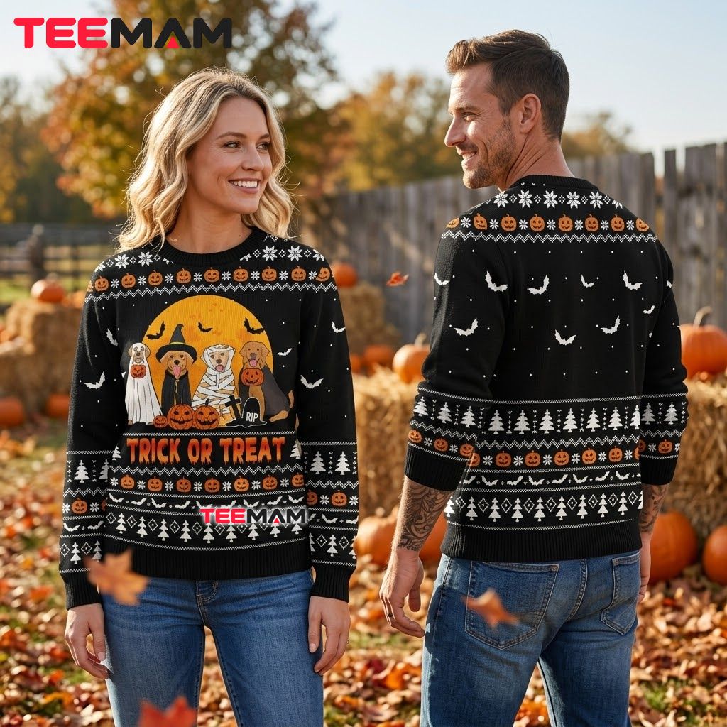 Labrador Ugly Halloween Sweater Trick Or Treat Costume Back Labrador Ugly Halloween Sweater Trick Or Treat Costume Back