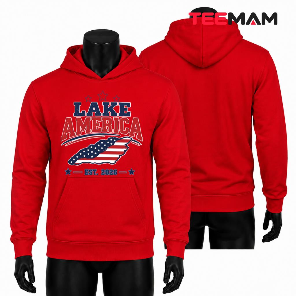 Lake America Hoodie Flag Map Stars Est Lake America Hoodie Flag Map Stars Est