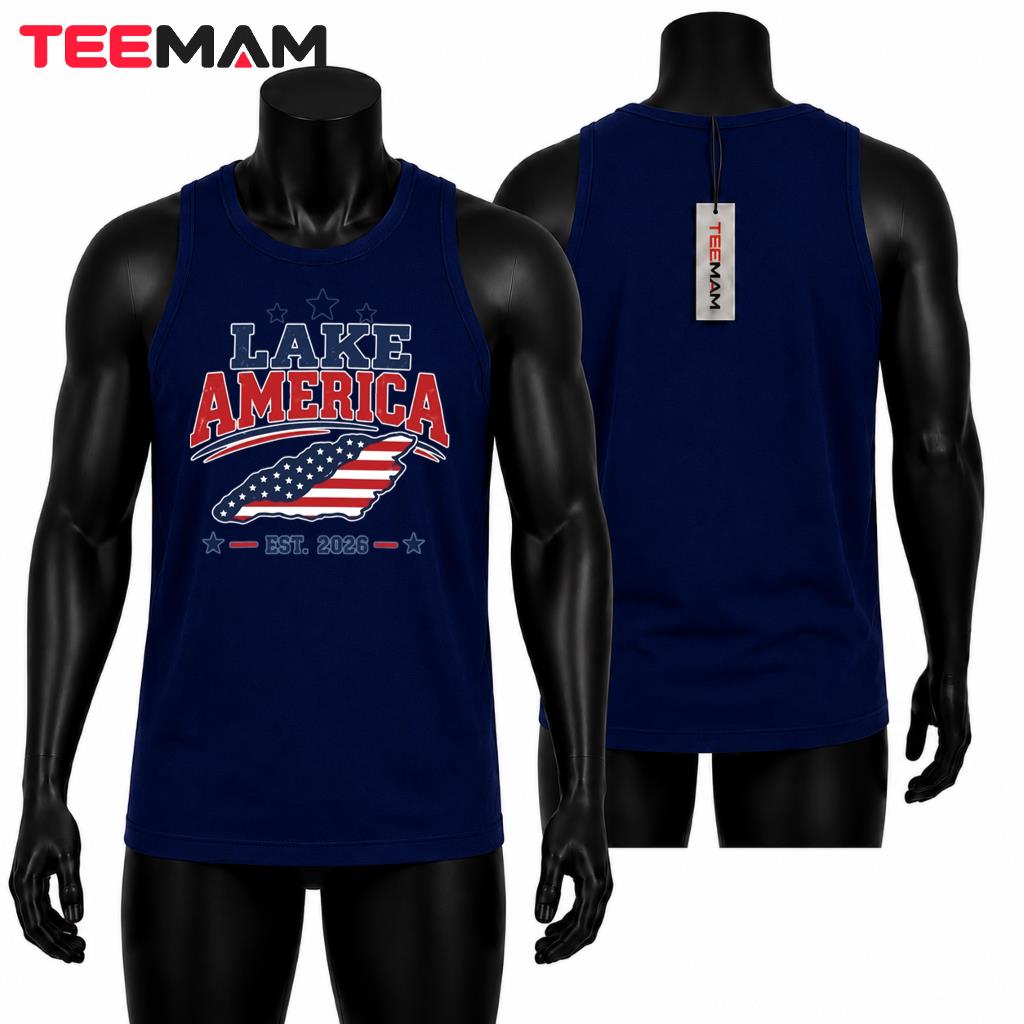 Lake America Tank Top Flag Map Stars Est Lake America Tank Top Flag Map Stars Est