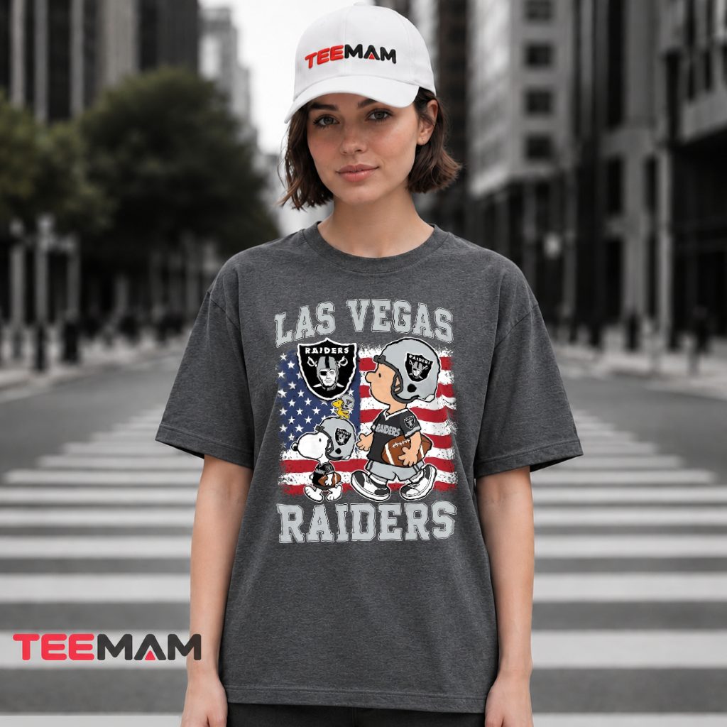 Las Vegas Raiders Snoopy American Flag T-Shirt