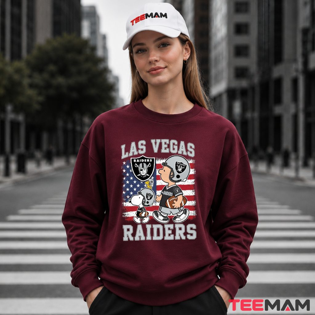 Las Vegas Raiders Snoopy American Flag Long Sleeve Las Vegas Raiders Snoopy American Flag Long Sleeve
