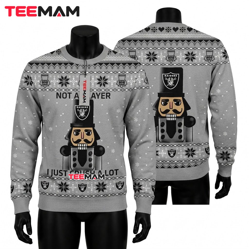 Las Vegas Raiders Ugly Christmas Sweater Nutcracker Not Player Front